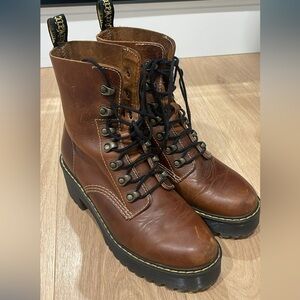 Doc Marten Brown Leona Leather Lace-Up Boots size 8